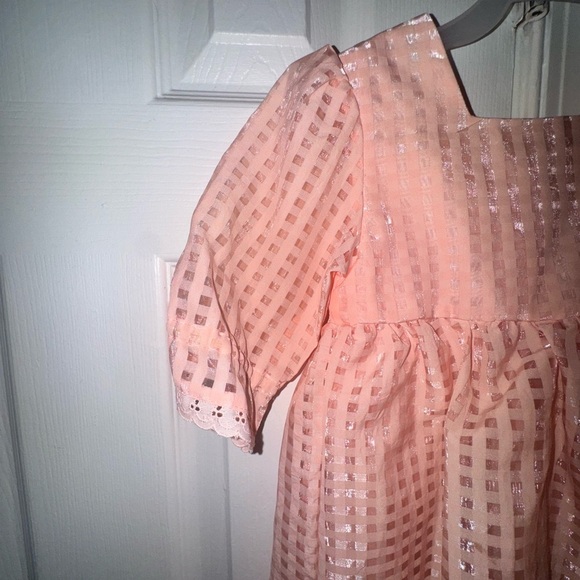 NWT Wonder Nation Girls 3T OrangeSequin Gingham Spring Dress Short Sleeve Ruffle - Picture 3 of 13